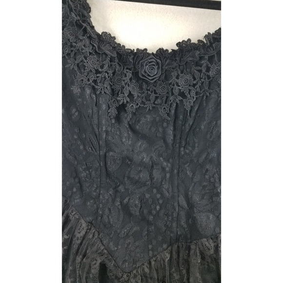 Florencia Fiume Black Lace Gothic Prom Formal Evening Gown Dress laced back - Picture 4 of 8